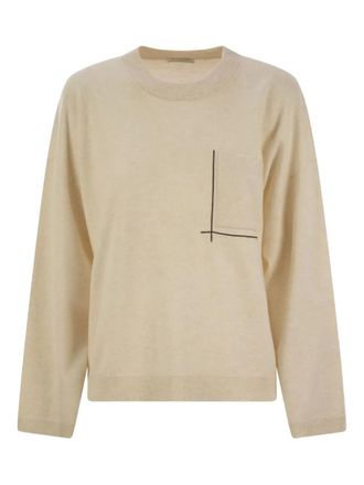 Brunello Cucinelli pocket crew-neck sweater - Neutrals