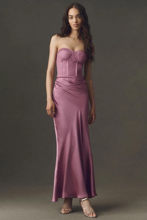 BHLDN Satin Corset Maxi Dress