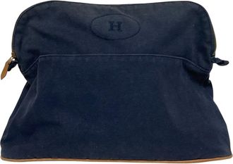 Herm&egrave;s Bolide Navy Canvas Pouch (Pre-Owned)