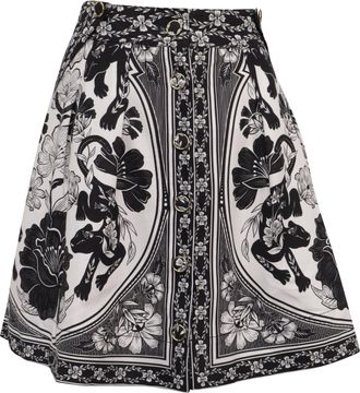 Farm Rio Farm Rio Flower Leopard Printed Mini Skirt in Black Cotton