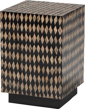 Baxton Studio Paulo Decorative End Table With Bamboo Diamond Pattern, Square