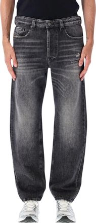 Diesel Faded Black Straight-Leg Denim Jeans with Classic 5-Pocket Design