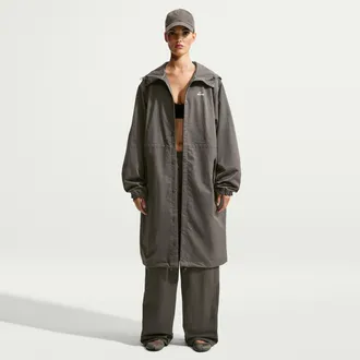 Nike Womens SKIMS Crunchy Nylon Hooded Parka in Grey | IV6642-080
