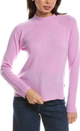 Fort&eacute; Cashmere Rib Trim Hi Low Funnel Neck Cashmere Sweater