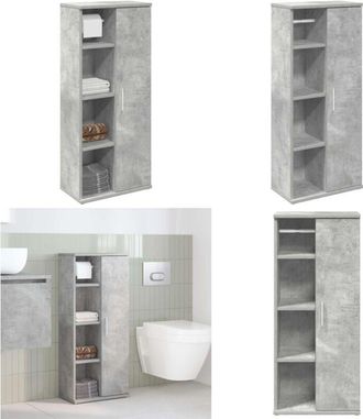 vidaXL Mobile da Bagno con Portarotolo Grigio Cemento 39x22x90 cm - Mobile da bagno - Armadio da bagno con portarotolo