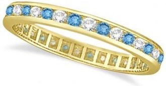 Allurez Blue Topaz & Diamond Channel-Set Eternity Ring 14k Yellow Gold (1.04ct)