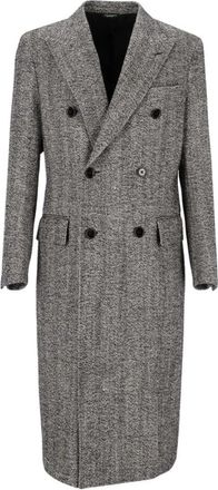 Dolce & Gabbana Dubbelrijige Visgraat Woljas - Heren - Mantel - Grijs - L - Wol - Jassen