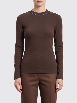 Brunello Cucinelli Long-Sleeved Cotton T-Shirt with Monili Embroidery