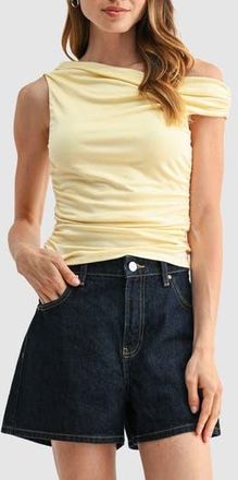 Lush Asymmetric Ruched Top in Butter at Nordstrom Rack, Size Small