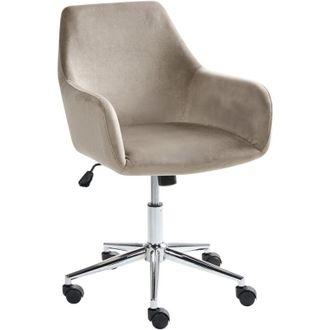 Beliani Silla De Oficina Giratoria Ajustable Escritorio Con Asiento Y Respaldo De Terciopelo Gris Pardo Wellston