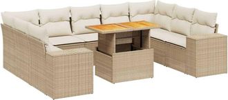 vidaXL Juego De Sof&aacute;s Jard&iacute;n Con Cojines Beige 10 Pzas Rat&aacute;n Sint&eacute;tico Vidaxl