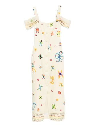 Alemais Sidi square-neck midi dress - Yellow