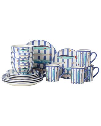 Certified International Something Fish 16pc Dinnerware Set, Service for 4
