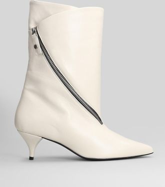 Alchimia High Heels Ankle Boots In Beige Leather