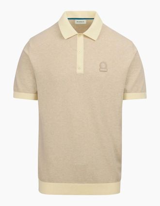 Sandbanks Mens Sandbanks 3-Button Knitted Polo STONE - Cream - Size: 44