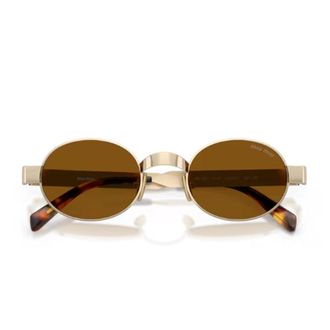 Miu Miu Gold B51S Oval Sunglasses