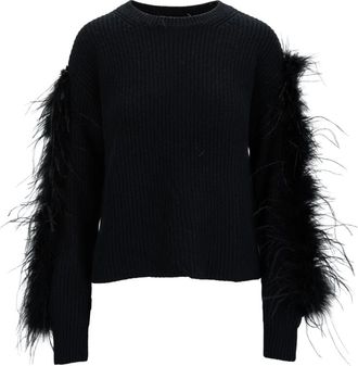 Twinset Truien & Vesten, Dames, Zwart, XS, Katoen, Trui met verendetail