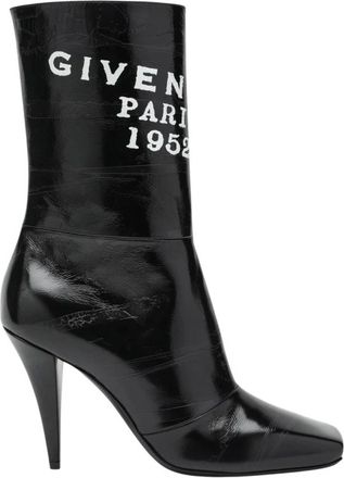 Givenchy Sliced Square Tape Enkellaarsjes - Dames - Laarzen met Hak - Zwart - 37 EU - Leer - Schoenen