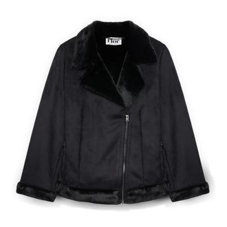 Fiorella Rubino Jassen, Dames, Zwart, 5Xl, Polyester, Zacht aanvoelend jack met asymmetrische ritssluiting