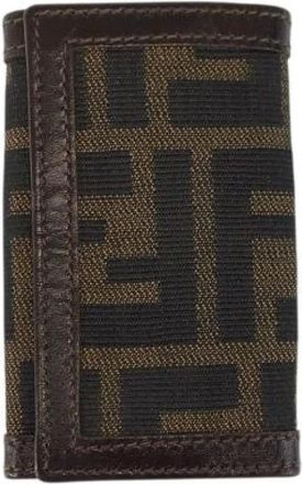 Fendi Pre-owned Accessories, female, Brown, Size: ONE SIZE Pre-owned Zucca Canvas Leather Key Case