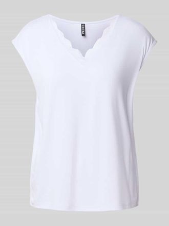Pieces Loose Fit T-Shirt mit Spitzenbesatz Modell KAMALA in Weiss, Gr&ouml;&szlig;e XS