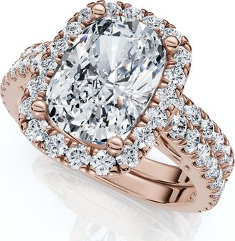 Pompeii3 Ceritified 2.90Ct Cushion Diamond Engagement Ring Set 14k Gold or Pt Lab Grown