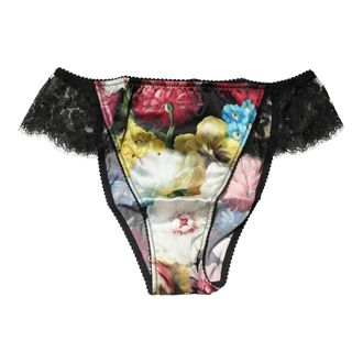 Dolce & Gabbana Floral Lace Mid Waist Brief - Dames - Onderbroek - Veelkleurig - S - Katoen - Ondergoed