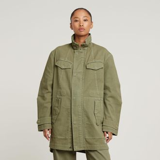 G-Star Womens G-Star RAW Overdyed Parka - Green Cotton - Size X-Small