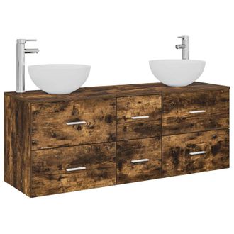vidaXL Juego De Muebles De Ba&ntilde;o 3 Uds. Roble Ahumado 49,5 X 35 X 63 Cm Vidaxl