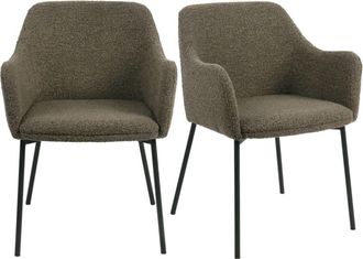 Moloo Silla de comedor de tela boucl&eacute; color topo (x2)