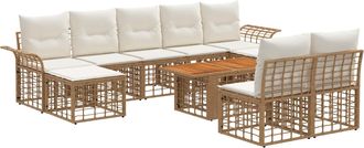 vidaXL Conjunto De Sof&aacute;s De Jard&iacute;n 10 Uds. Natural Y Crema Vidaxl