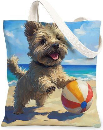 Generic Summer Dachshund Dog Canvas Tote Bag for Shopping 13x15, Beach Coastal Beachy Puppy Reusable Grocery Print Bag for Women, Fun Pet Beach Aesthetic Pain