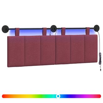 vidaXL Cabecero Colgante Con Luz Led Rojo Vino Tela Vidaxl