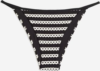 H&M Bikinihose Tanga - Schwarz/Weiss Gestreift
