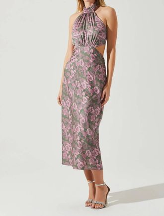 Astr Ambretta Floral Halter Midi Dress In Pink Floral Print