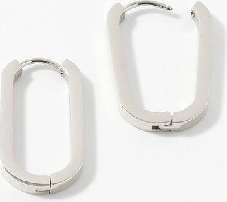 Simons Womens Shiny oval Hoop Earrings