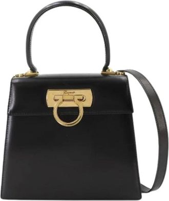 Ferragamo Pre-owned Handtas - Dames - Pre-owned - Zwart - Maat: ONE Size Leer