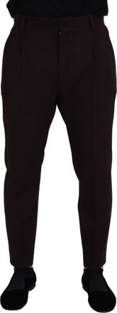 Dolce & Gabbana Mens Classic Fit Trousers - Dark Brown Cotton - Size EU 48 (Mens)