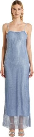 Marella Maxi-jurk met Strass-versiering - Dames - Maxi kleedjes - Blauw - L - Katoen - Kleedjes