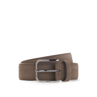 BOSS Leather business belt with polished gunmetal buckle