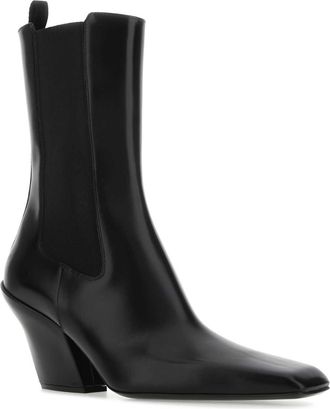 Prada Womens Black Leather Ankle Boots F0002 Stivali
