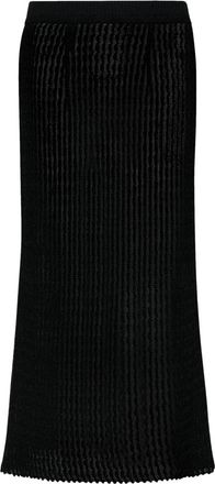 Maison Margiela Geribbelde Gebreide Midi-Rok - Dames - Midirokken - Zwart - M - Polyester - Rokken