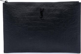 Saint Laurent Pre-owned Saint Laurent Croc Embossed Leather Monogram Clutch Ladies F1Y2YA7IKTADP39H