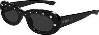 Alexander McQueen Oval Zonnebrillen - Dames - Zonnebrillen - Zwart - 51 MM - Nylon - Accessoires