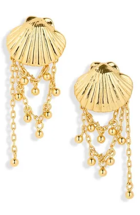 Madewell Shell Stacked Chain Stud Earrings in Antique Gold at Nordstrom