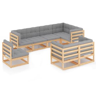 vidaXL Muebles De Jard&iacute;n 8 Pzas Y Cojines Madera Maciza Pino Vidaxl