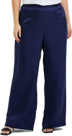 Estelle Samantha Wide Leg Satin Pants in Ink at Nordstrom Rack, Size 2 X