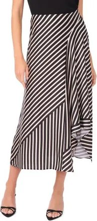 Vince Camuto Asymmetric Stripe Maxi Skirt in Rich Black at Nordstrom, Size 4