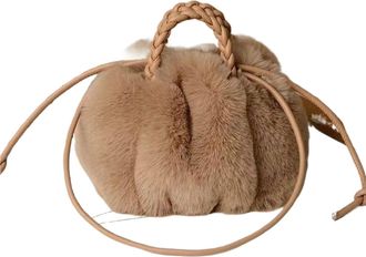 Generic Womens Plush Bags Plush Cloud Bag Autumn Winter Handbag Women Solid Colors PU Woven Hand Soft Storage(Dark khaki)