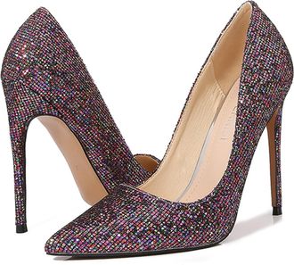 Generic Purple,9.5 UK,Sequined Pumps for Womens Pointy Closed Toe High Stiletto Heels Slip-on Fashion Evening Party Prom Dress Shoes with 4.72 inch/12cm Heel